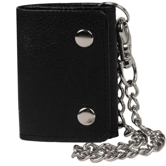 Men's RFID Signal Blocking Motorcycle Wallet with Chain Black - Picture 1 of 12